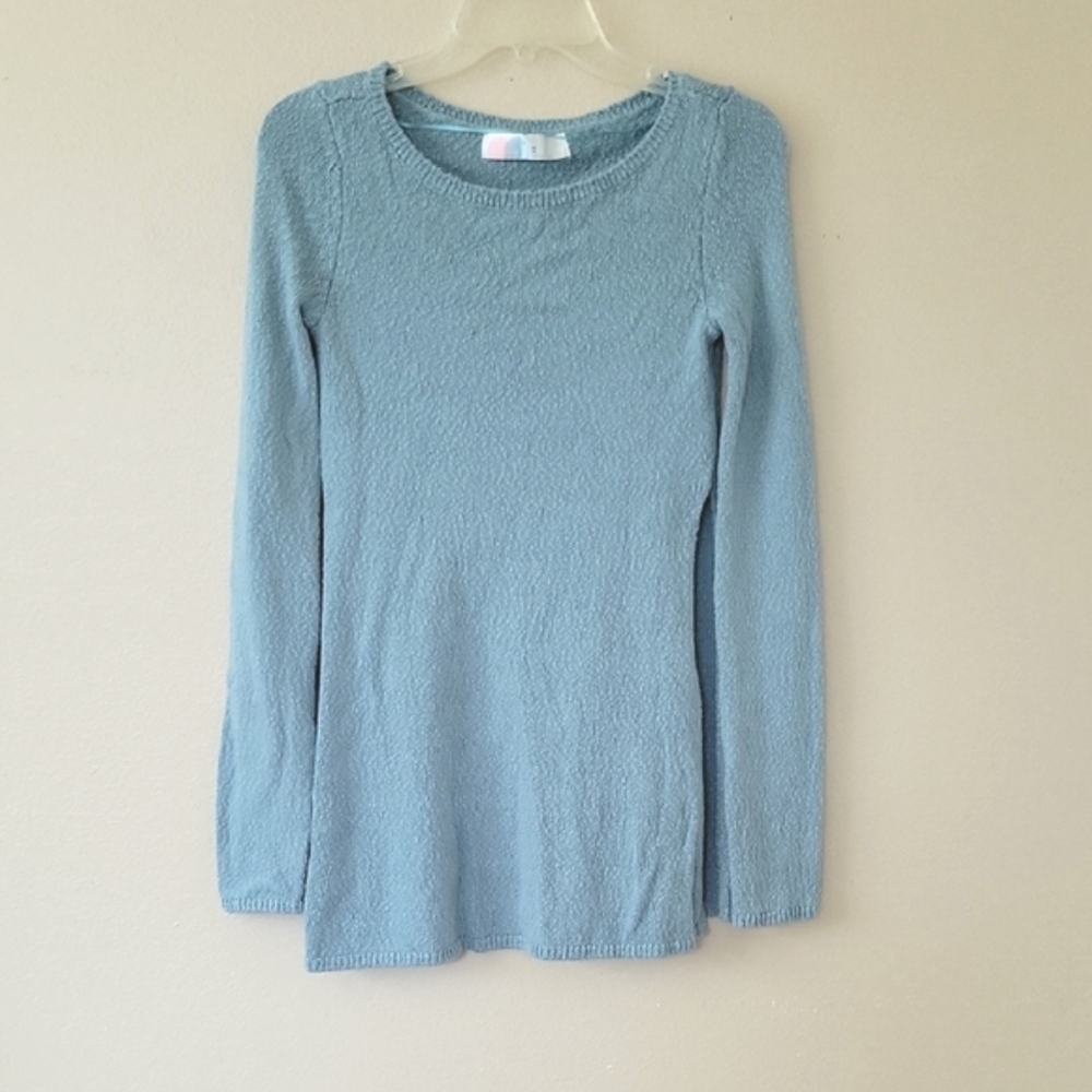 FP Beach Blue Green Split Side Long Sleeve Tunic Top - Size XS